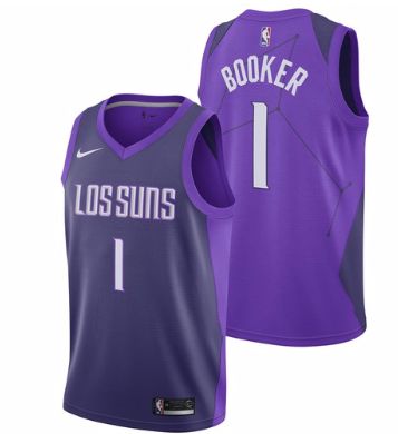 Men Phoenix Suns #1 Booker Purple City Edition Nike NBA Jerseys